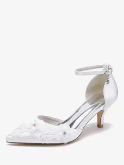 Wedding Shoes Bridal Pumps Satin Pointed Toe