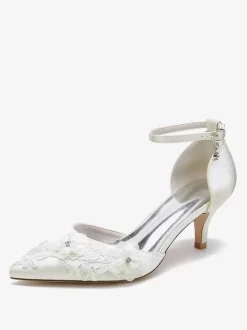 Wedding Shoes Bridal Pumps Satin Pointed Toe