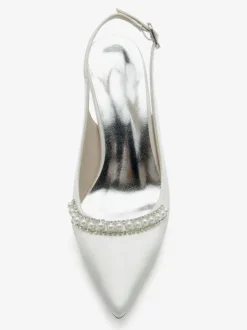 Wedding Shoes Bridal Pumps Silk And Satin Pointed Toe Pearls