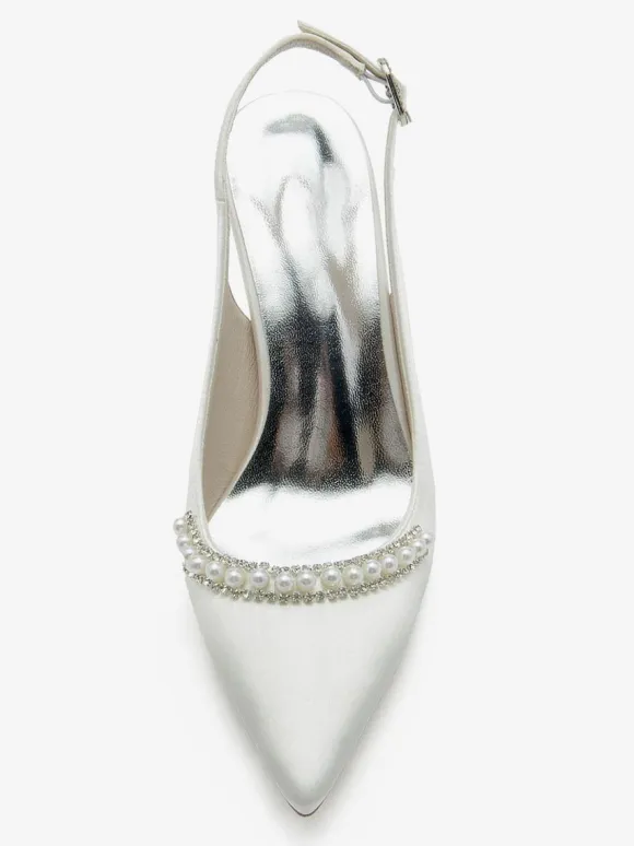 Wedding Shoes Bridal Pumps Silk And Satin Pointed Toe Pearls
