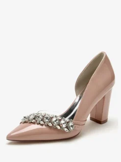 Wedding Shoes Mother Of Bride Shoes Patent PU Upper Pointed Toe Rhinestones 3.3