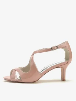 Wedding Shoes Patent PU Upper Burgundy Rhinestones Open Toe Wedding Sandals