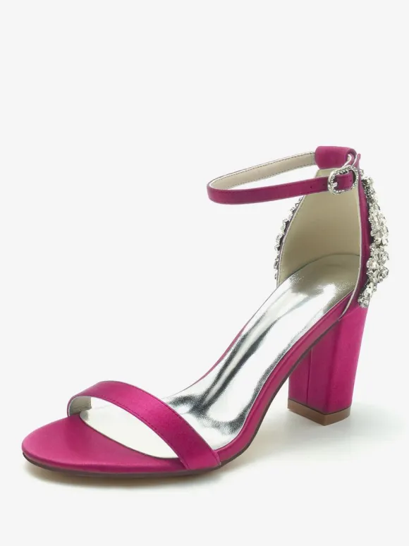 Wedding Shoes Satin Ivory Rhinestones Open Toe Wedding Sandals