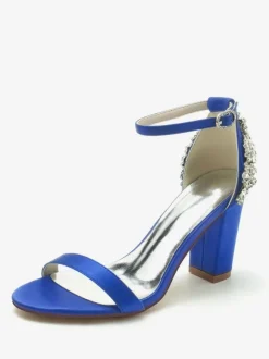 Wedding Shoes Satin Ivory Rhinestones Open Toe Wedding Sandals