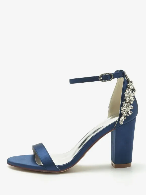 Wedding Shoes Satin Ivory Rhinestones Open Toe Wedding Sandals