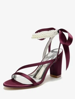 Wedding Shoes Satin White Bows Open Toe Wedding Sandals