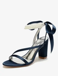 Wedding Shoes Satin White Bows Open Toe Wedding Sandals