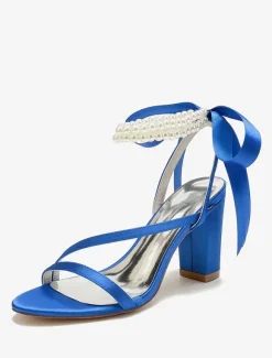 Wedding Shoes Satin White Bows Open Toe Wedding Sandals