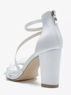 Wedding Shoes Satin White Embroidered Open Toe Wedding Sandals