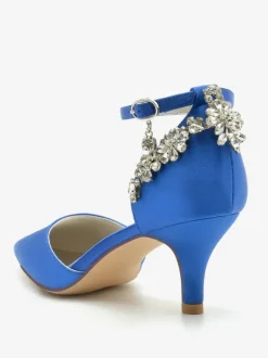 Wedding Shoes Silk And Satin Pointed Toe Rhinestones Kitten Heel Bridal Shoes