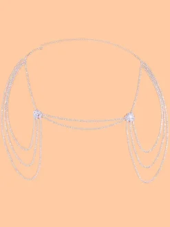 Wedding Statement Necklace Silver Sexy Metal Women's Shoulder Chain