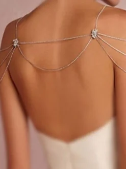 Wedding Statement Necklace Silver Sexy Metal Women's Shoulder Chain