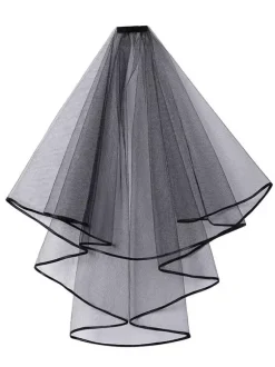 Wedding Veil One-Tier Piping Tulle Classic Bridal Veils