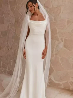 Wedding Veil One-Tier Tulle Cut Edge Classic Bridal Veils