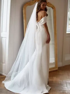Wedding Veil Two-Tier Tulle Cut Edge Classic Bridal Veil