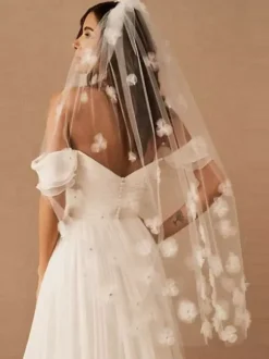 Wedding Veils One-Tier Flowers Lace Classic Bridal Veil