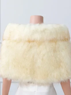 Wedding Wrap Beige Tops Faux Fur Bridal Cover Up