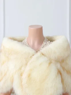 Wedding Wrap Beige Tops Faux Fur Bridal Cover Up