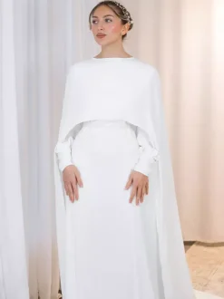 Wedding Wrap Ivory Short Sleeves Jewel Neck Cloaks Crepe Bridal Cover Up