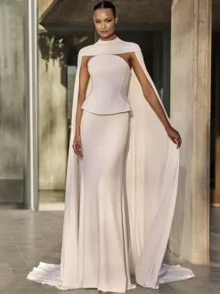 Wedding Wrap Ivory Sleeveless Designed Neckline Shawls Satin Fabric Buttons Bridal Cover Up