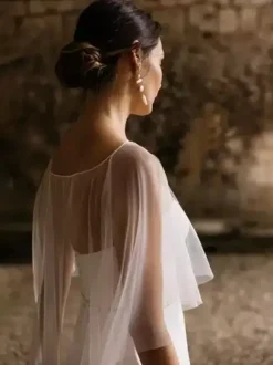Wedding Wraps Ivory Scoop Neck Cap Sleeves Tulle Bridal Cover Up