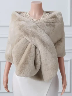 Wedding Wraps Ivory Tops Faux Fur Bridal Cover Ups