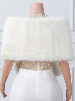 Wedding Wraps Ivory Tops Faux Fur Bridal Cover Ups