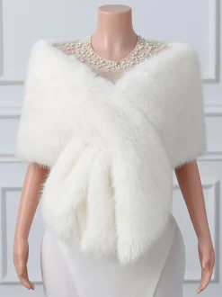 Wedding Wraps Ivory Tops Faux Fur Bridal Cover Ups