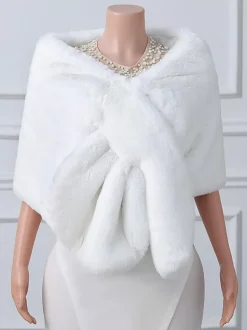 Wedding Wraps Ivory Tops Faux Fur Bridal Cover Ups