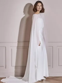 Wedding Wraps White Half Sleeves Designed Neckline Shawls Chiffon Bridal Cover Up