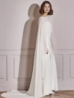 Wedding Wraps White Half Sleeves Designed Neckline Shawls Chiffon Bridal Cover Up