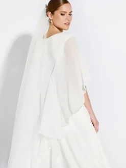 Wedding Wraps White Half Sleeves Shawls Chiffon Bridal Cover Ups
