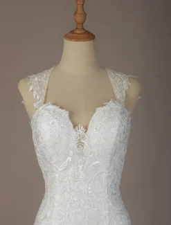 Wedding Bridal Gowns Mermaid Queen Annie Neck Sleeveless Lace Bridal Gowns