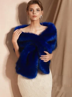 Wedding Cape Faux Fur Shawl Wrap Bridal Winter Warm Cover Ups