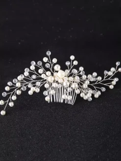 Wedding Crystal Headpieces Comb Imitation Pearls Transparent Bridal Hair Accessories
