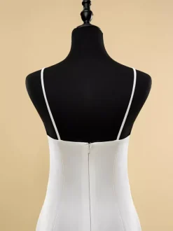 Wedding Dress Designed Neckline Sleeveless Natural Waist Pleated With Train Bridal Mermaid Dress