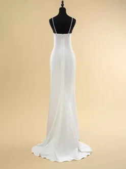 Wedding Dress Designed Neckline Sleeveless Natural Waist Pleated With Train Bridal Mermaid Dress