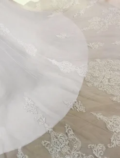Wedding Dresses 2026 A Line V Neck Long Sleeve Lace Applique Tulle Bridal Gowns With Chapel Train