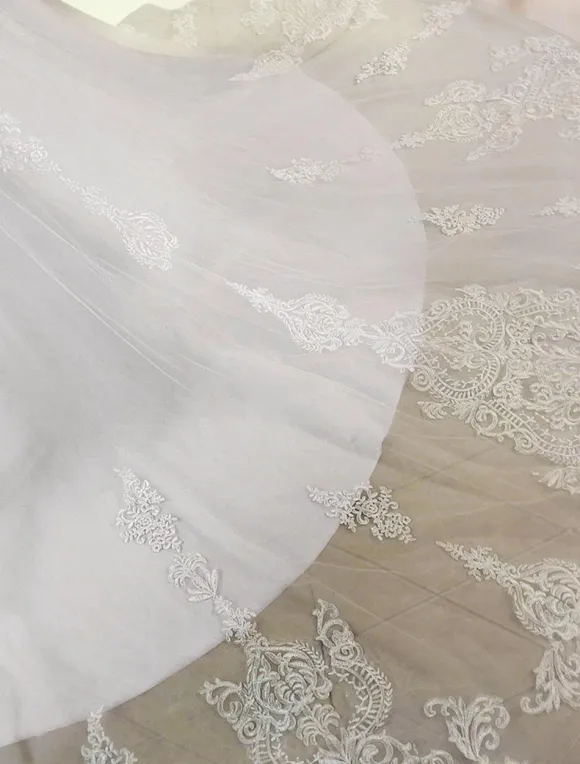 Wedding Dresses 2026 A Line V Neck Long Sleeve Lace Applique Tulle Bridal Gowns With Chapel Train
