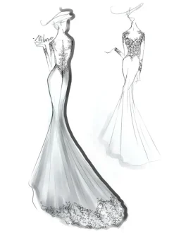 Wedding Dresses Jewel Neck Long Sleeves Lace Mermaid Bridal Dresses With Gown