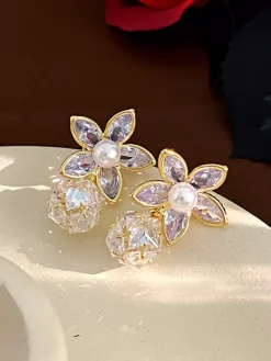 Wedding Earrings Diamond Metal Pierced Wedding Jewelry