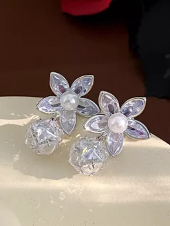 Wedding Earrings Diamond Metal Pierced Wedding Jewelry