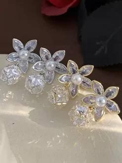 Wedding Earrings Diamond Metal Pierced Wedding Jewelry
