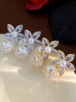 Wedding Earrings Diamond Metal Pierced Wedding Jewelry