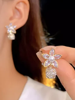 Wedding Earrings Diamond Metal Pierced Wedding Jewelry