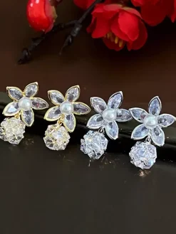 Wedding Earrings Diamond Metal Pierced Wedding Jewelry