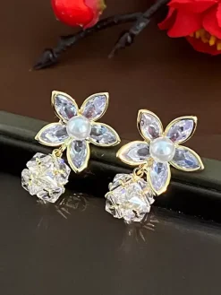 Wedding Earrings Diamond Metal Pierced Wedding Jewelry