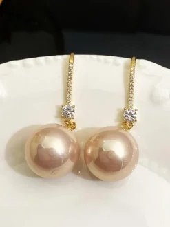Wedding Earrings Imitation Pearl Metal Pierced Wedding Jewelry