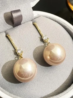 Wedding Earrings Imitation Pearl Metal Pierced Wedding Jewelry