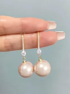 Wedding Earrings Imitation Pearl Metal Pierced Wedding Jewelry